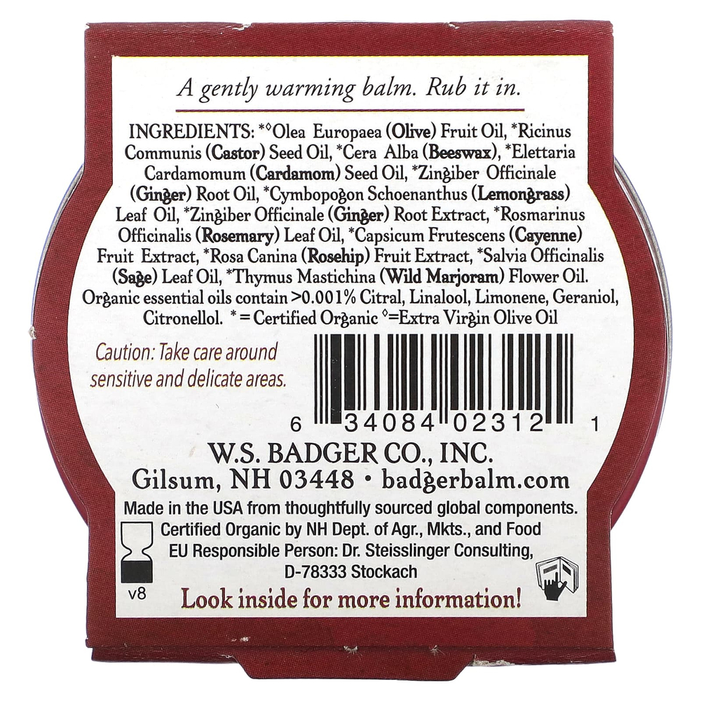 Badger, Sore Muscle Rub, мазь от боли в мышцах с кайенским перцем и имбирем, 21 г (0,75 унции)