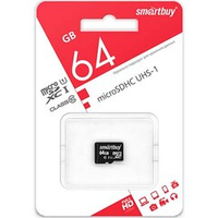 Micro SDHC карта памяти 64ГБ SmartBuy Class 10 UHS-1 с адаптером