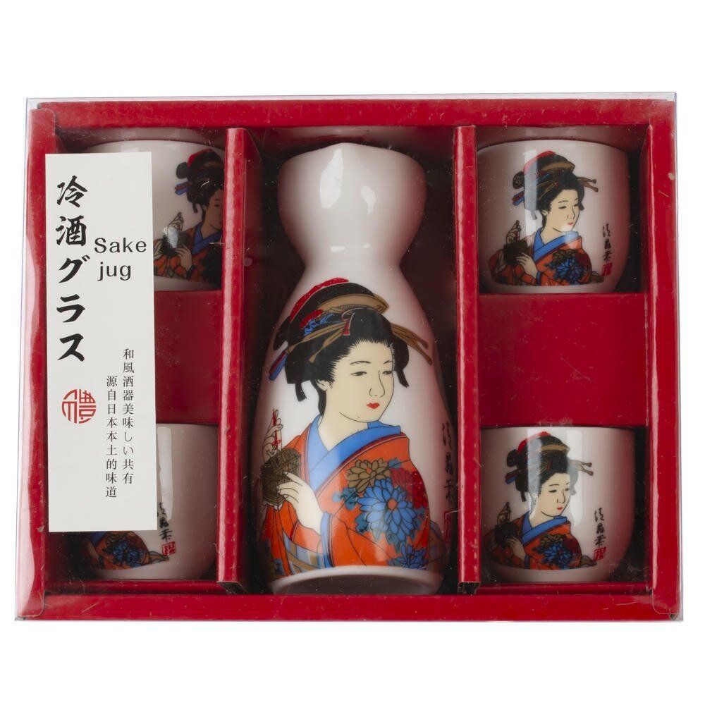 GAEM Набор для саке: графин 140 мл и 4 стакана 35 мл, L18,5 W7 H15 см