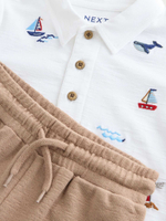 Поло и шорты в комплекте для мальчика Next AG8-738, Белый, Коричневый