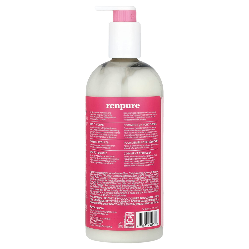 Renpure, Кондиционер с розовой водой, 24 жидких унции (710 мл)