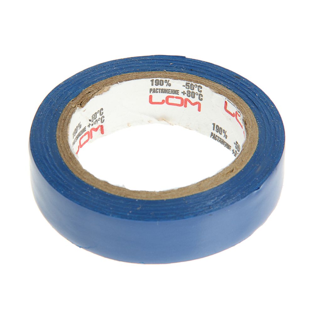 Изолента LOM, ПВХ, 15 мм х 7 м, 130 мкм, синяя (арт. 2510836) купить по ...