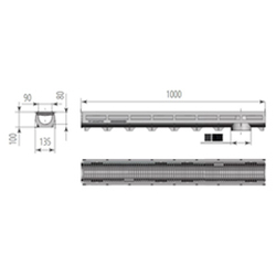 Лоток пластиковый AQUA-TOP DN90 H100 с пластиковой решеткой