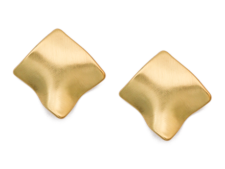 Серьги-гвоздики "Сатин. Мятый ромб" 28мм