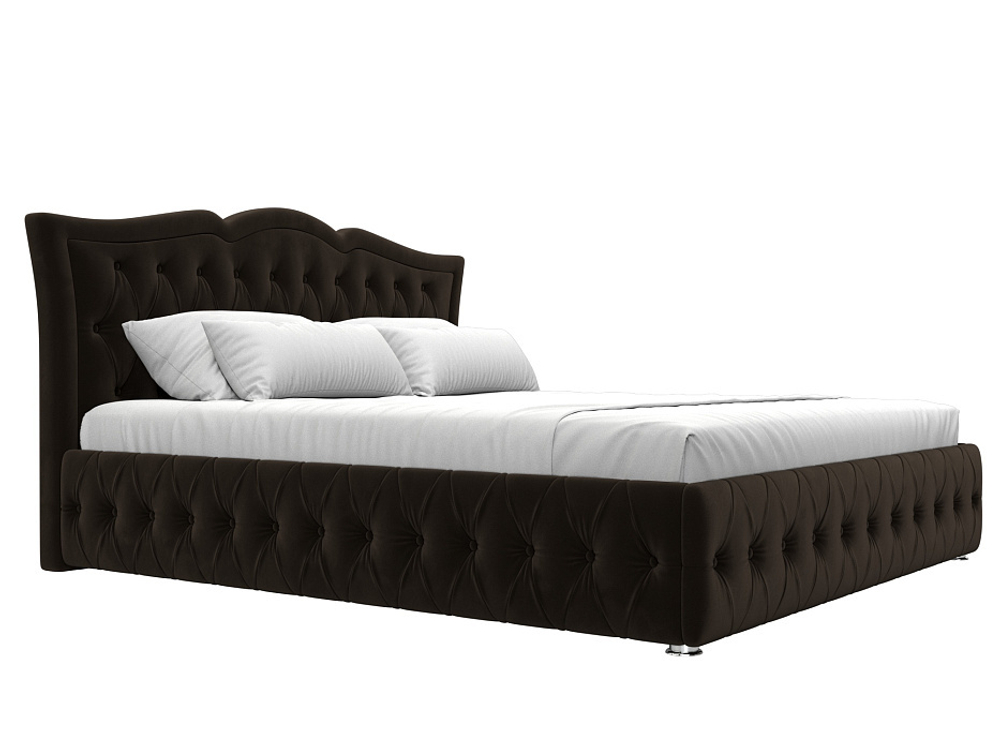Кровать интерьерная Герда 180, Коричневый, Микровельвет, 108359