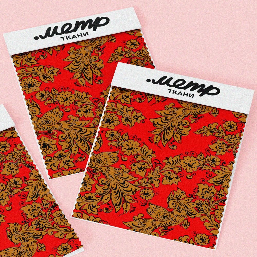 Ткань дюспо народная роспись хохлома