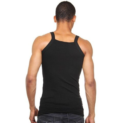 Черная мужская майка с квадратным вырезом горловины (Размер: M) (Цвет: черный)