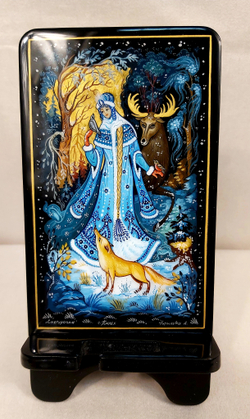 Сувенирная подставка для телефона с росписью Палех "Снегурочка"