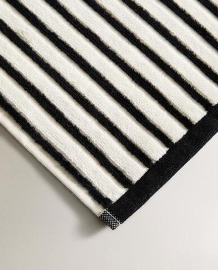 ZARA HOME БАННОЕ ПОЛОТЕНЦЕ ИЗ ВЕЛЮРА В ПОЛОСКУ, ПЕСОЧНЫЙ/ЧЕРНЫЙ