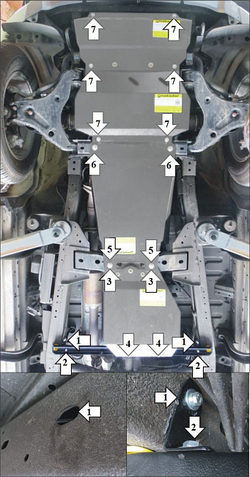 Защита картера Двигателя, КПП, Радиатора, для Mitsubishi Pajero Sport/L200 2016-2021 MOTODOR.31336