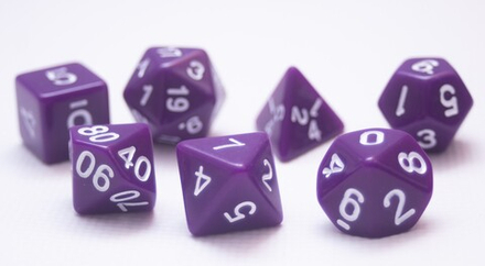 Одноцветный набор кубиков для D&D фиолетовый
