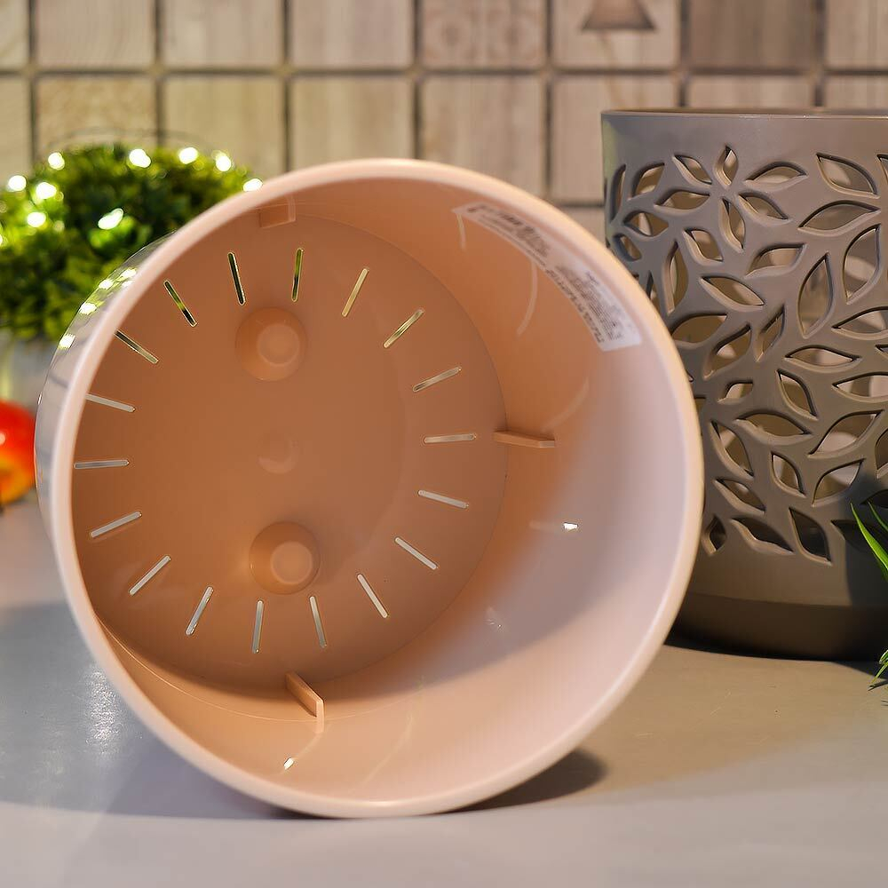 Кашпо Leaves 1,25л, мокачино/пудра