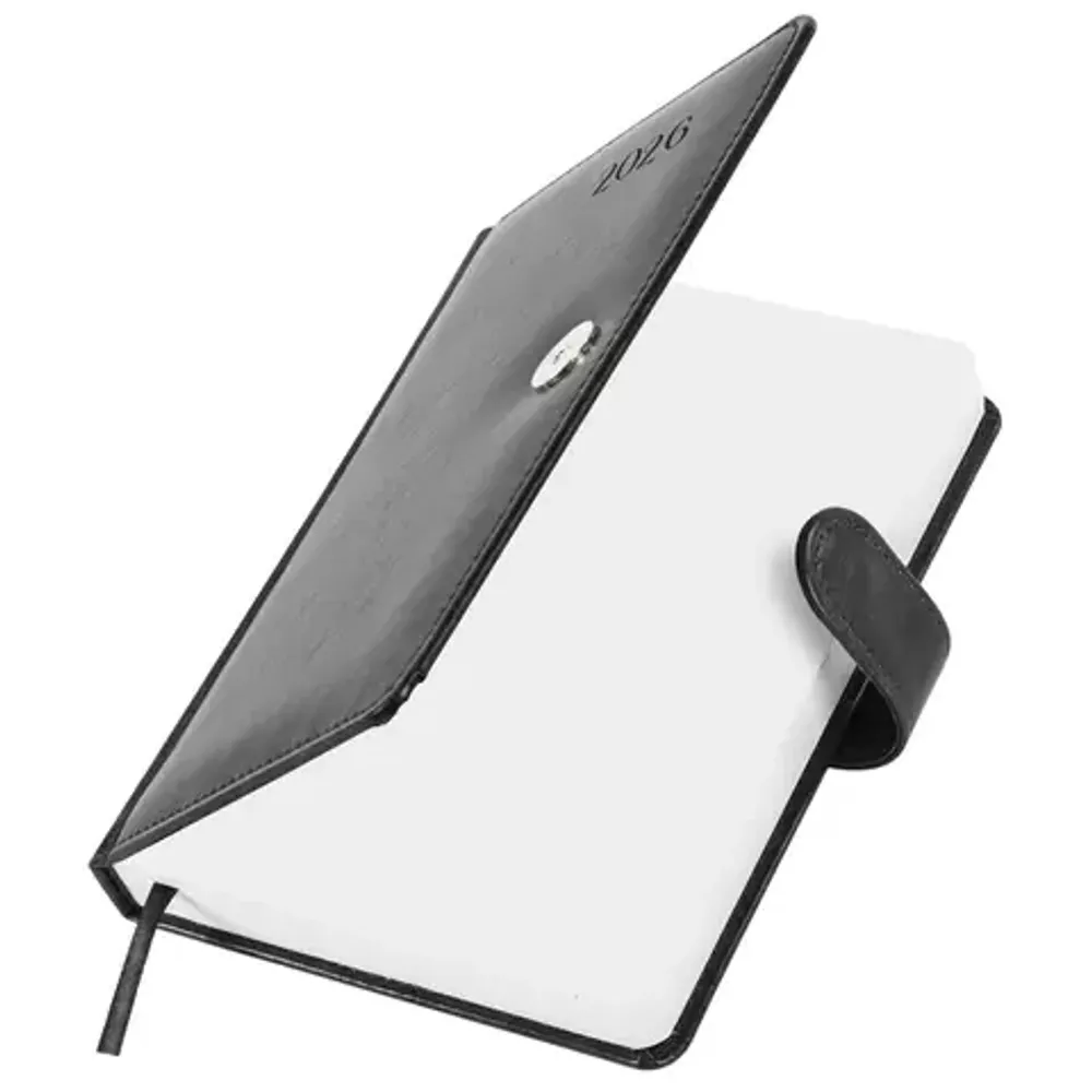 Ежедневник 2026г. А5, Brauberg Legend, кожзам, серый, застежка, 168л