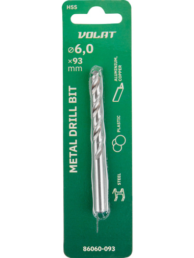 Сверло по металлу ц/х 6.0х57х93 мм HSS ВОЛАТ