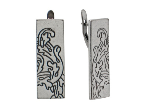 "Арзак" серьги в серебряном покрытии из коллекции "Орнамент" от Jenavi с английским замком