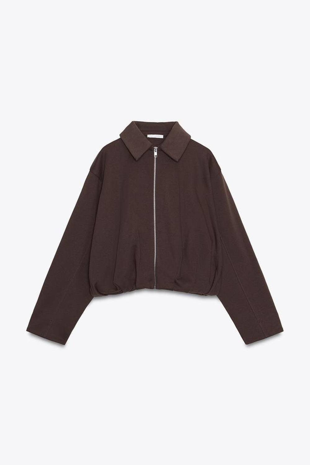 ZARA БОМБЕР ИЗ МЯГКОЙ ТКАНИ СО СКЛАДКАМИ, ШОКОЛАДНЫЙ