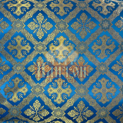 Шёлк "Канон" голубой с золотом