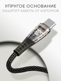 Кабель BROSCORP Type-C to Type-C 1 метр оптом (арт.CABLE-TRANSPARENT-2xTYPE-C-1M )