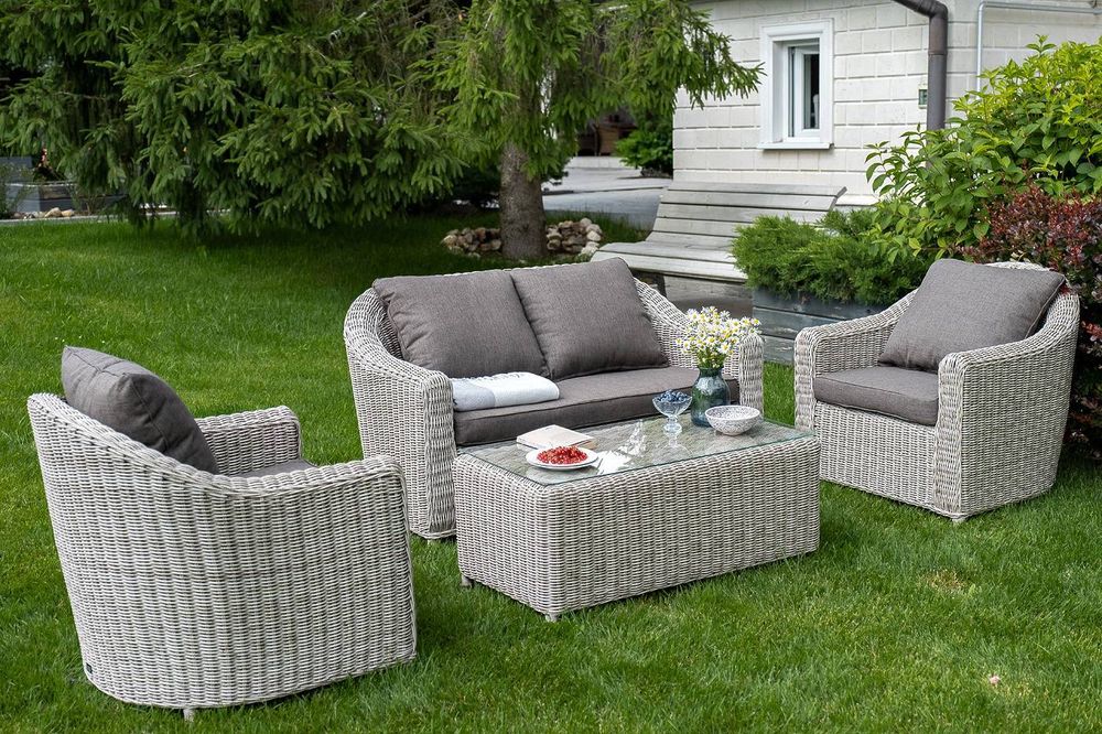 "Кон Панна" диван из искусственного ротанга двухместный, цвет бежевый