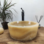 Каменная раковина из оникса Drum Yellow Small DO-00971 (40*40*16)