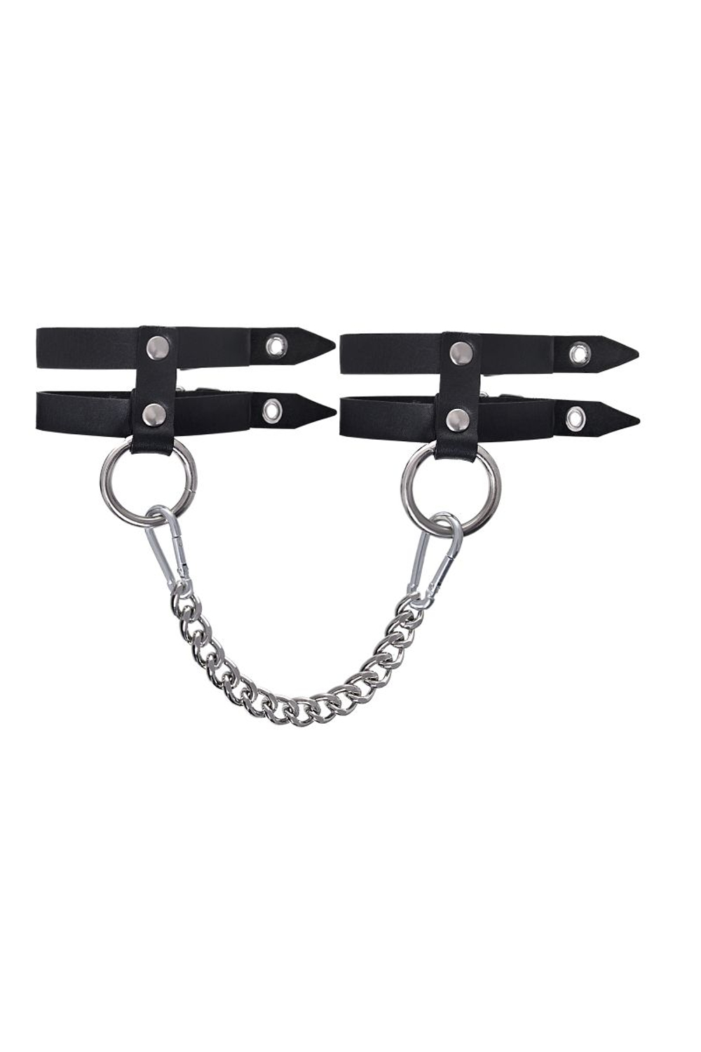 Черные однослойные оковы из двух ремешков (Цвет: черный)
