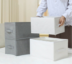 Органайзер для хранения вещей одежды, коробка для полотенец белья 7 отсеков, ящик для хранения 36х25х20см, бежевый