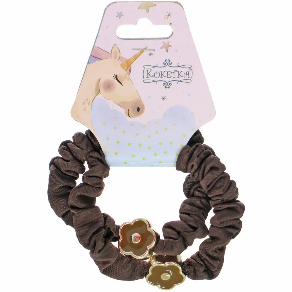 Резинки для волос 2шт «ЕЖЕВИКА», цветочек, микс 5 цветов, d-5,5см (подвес Единорог)