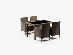 Набор плетеной мебели из искусственного ротанга Анкор+Вирджиния стол и 4 кресла Brown