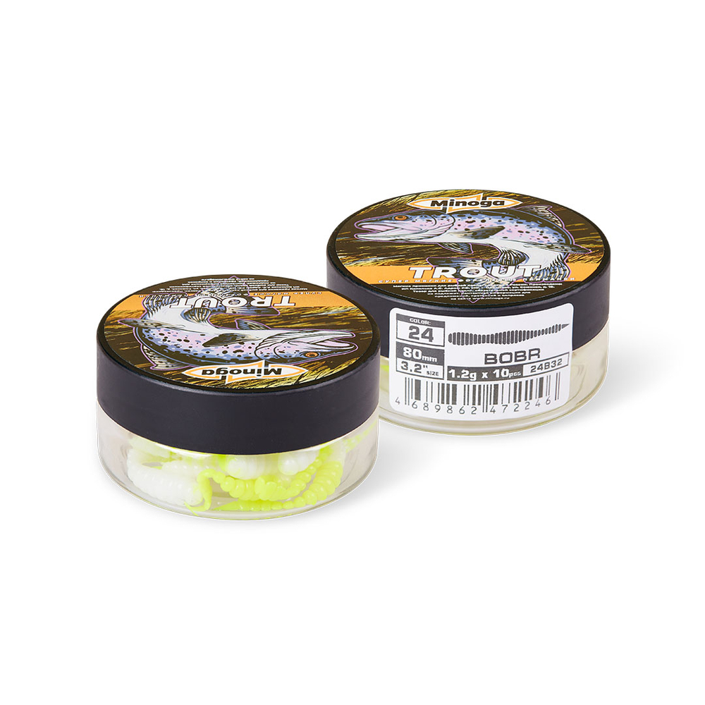 Форелевая приманка "Minoga" BOBR 3,2"(10шт) 80мм, 1,2гр, цвет 24