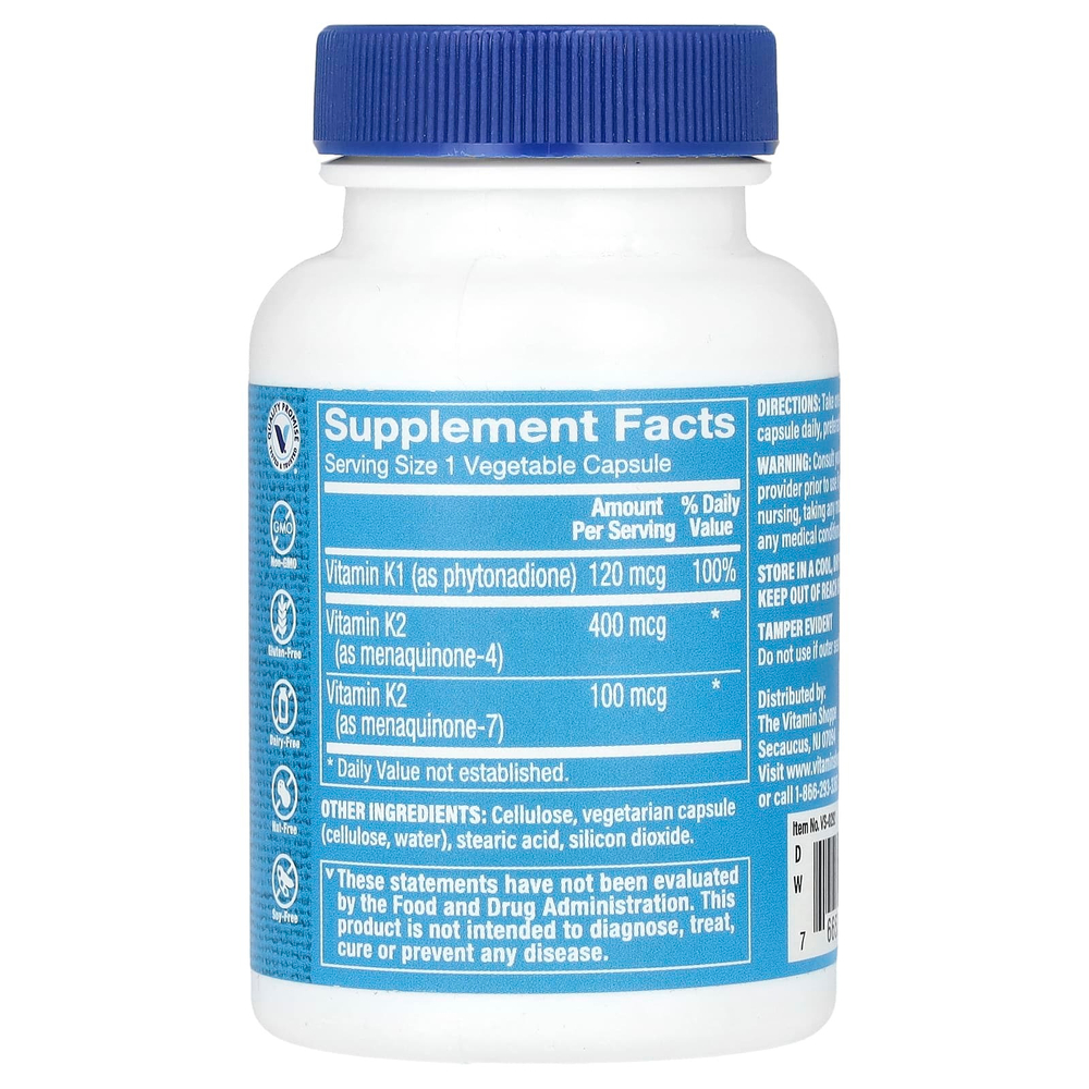 The Vitamin Shoppe, комплекс с витамином К, 90 растительных капсул