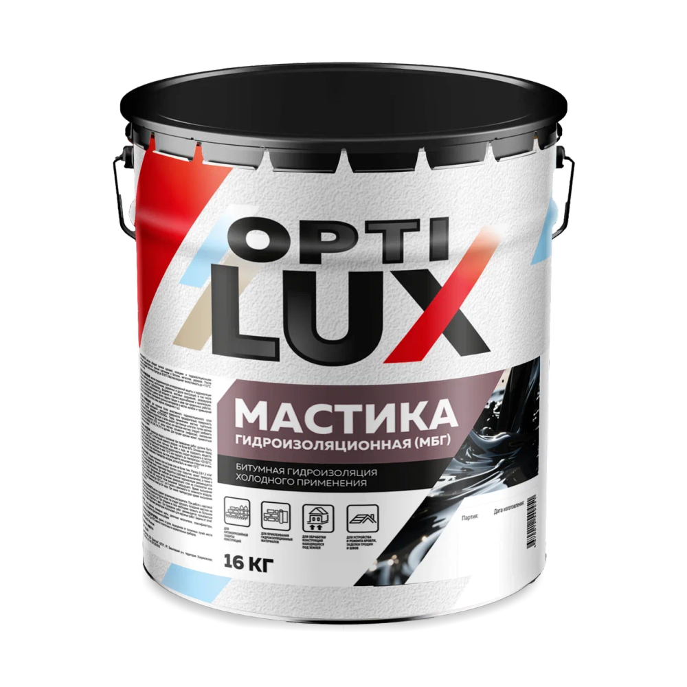 OPTILUX Мастика Битумная Гидроизоляционная МБГ 16кг (ИжСинтез)