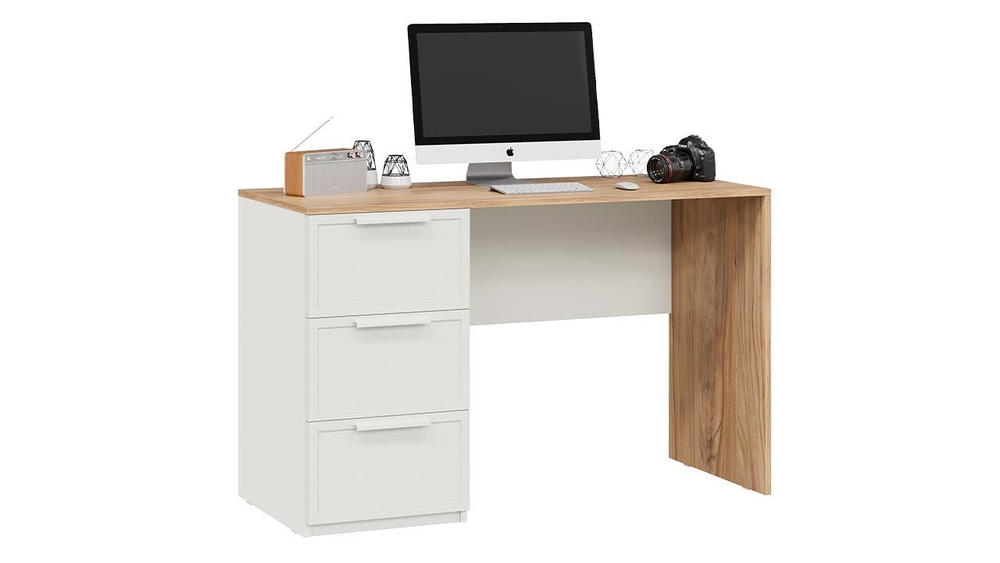 Стол письменный с ящиками Серый вулкан/Фон Серый/Яблоня Беллуно 120х50х75 см