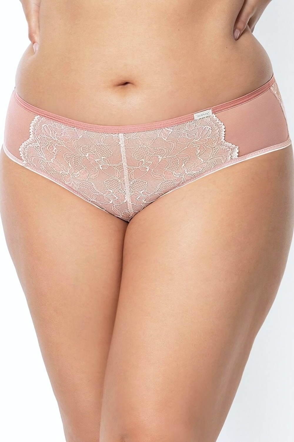 Трусики-шорты Chelo из кружевного полотна и эластичной сетки (Размер: XXL) (Цвет: розовый)