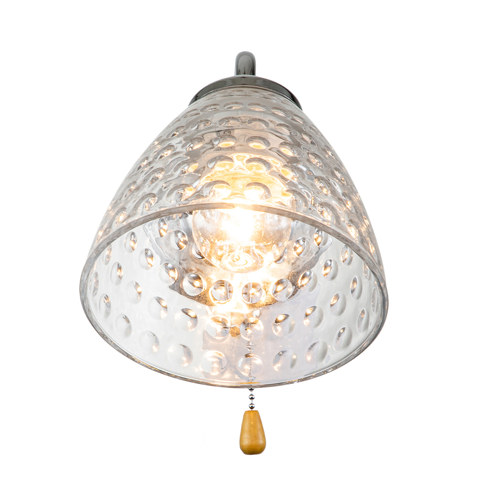 Настенный светильник 1x40Вт E27, металл/стекло, хром