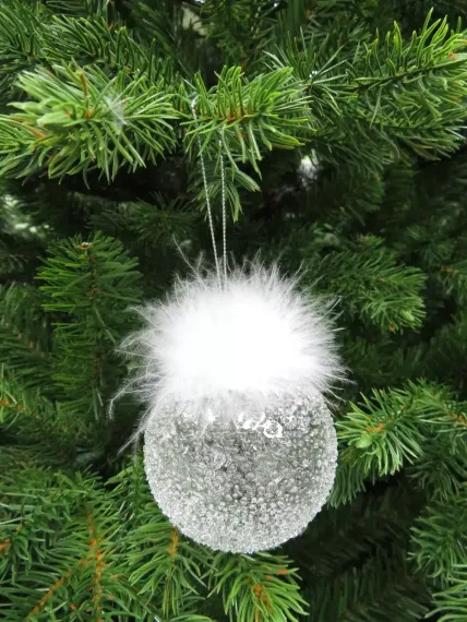 Набор стеклянных шаров Ледяной дождь 70 мм., 18 шт., белый, Christmas DeLuxe (86797)