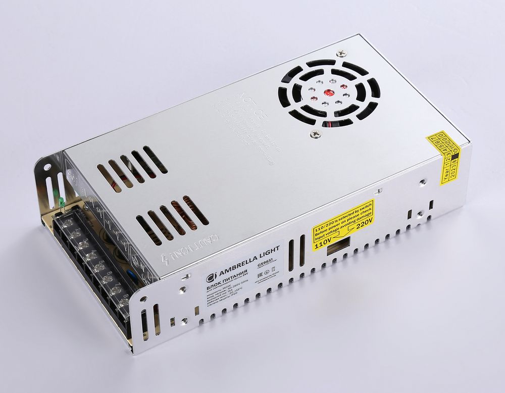 Ambrella Блок питания для светодиодной ленты 24V 360W 15A IP20 90-260V 215*115*50 GS9651 LED Driver 24V GS9651