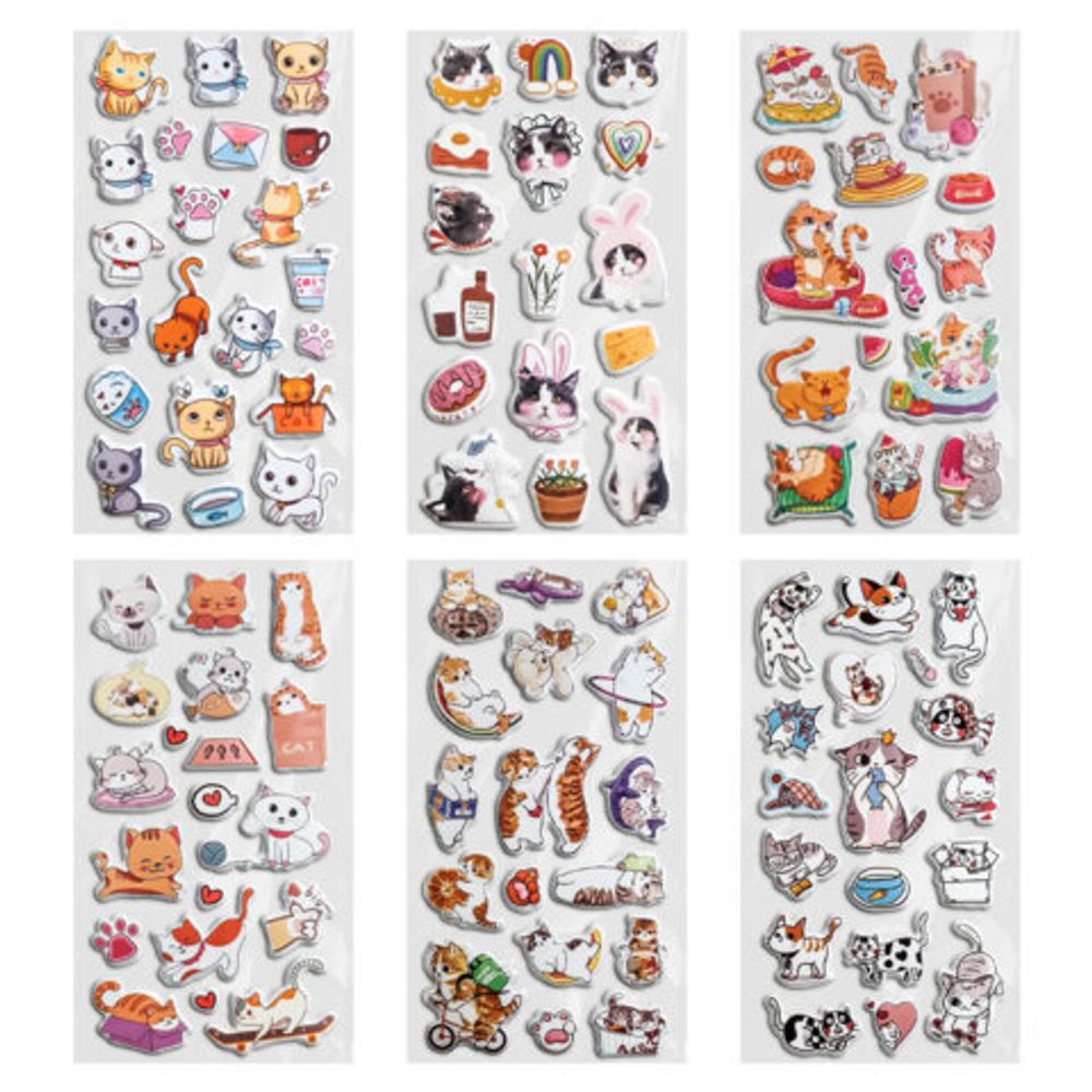 Наклейки зефирные "Котики", 18х9,5 см, ассорти 6 видов, FUNSTER (ФАНСТЕР), 666092