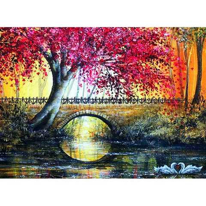 Картина по номерам «Лиловое Дерево у Моста» GX9567