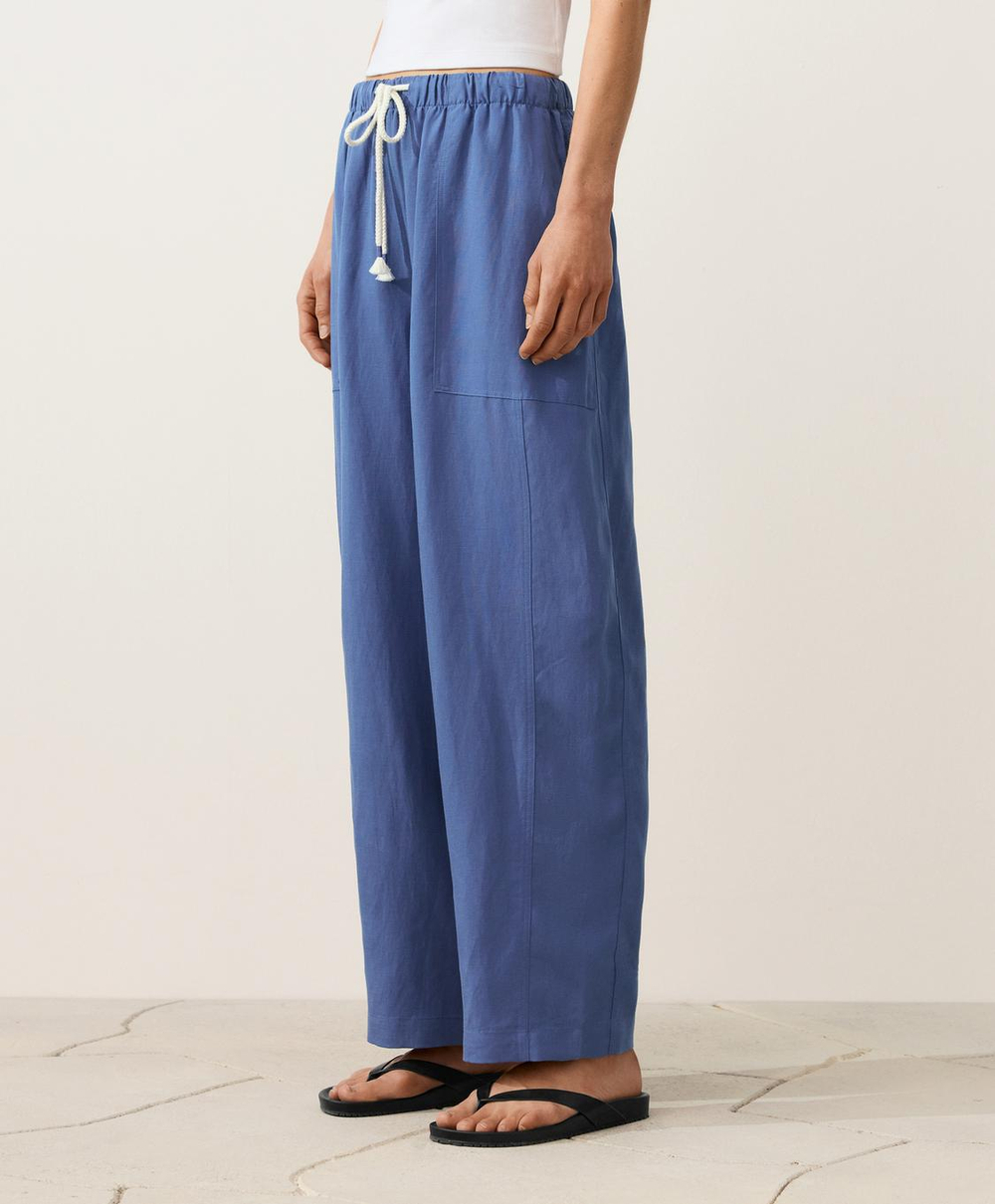 Oysho Прямые брюки из смеси лиоцелла и 24% льна, пыльно-синий