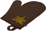 Рукавица для бани и сауны коричневая с вышитым логотипом Банные штучки,войлок
