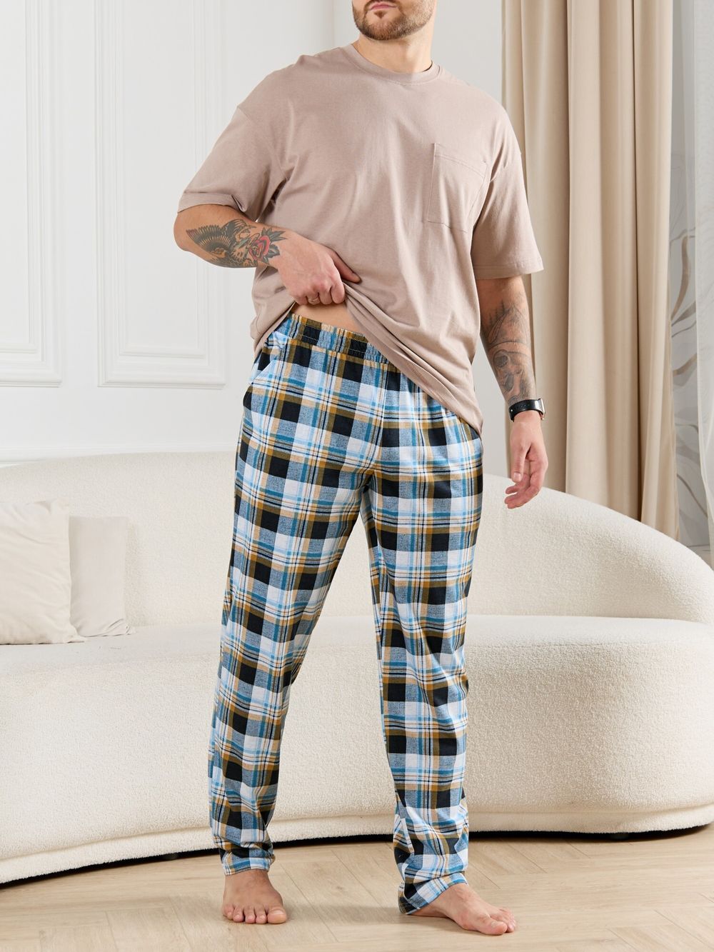 Брюки мужские Тор-1 Виотекс КЛЕТКА БИРЮЗА