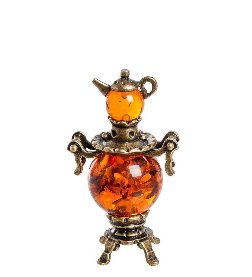 Народные промыслы AM-1280 Фигурка «Самовар» (латунь, янтарь)