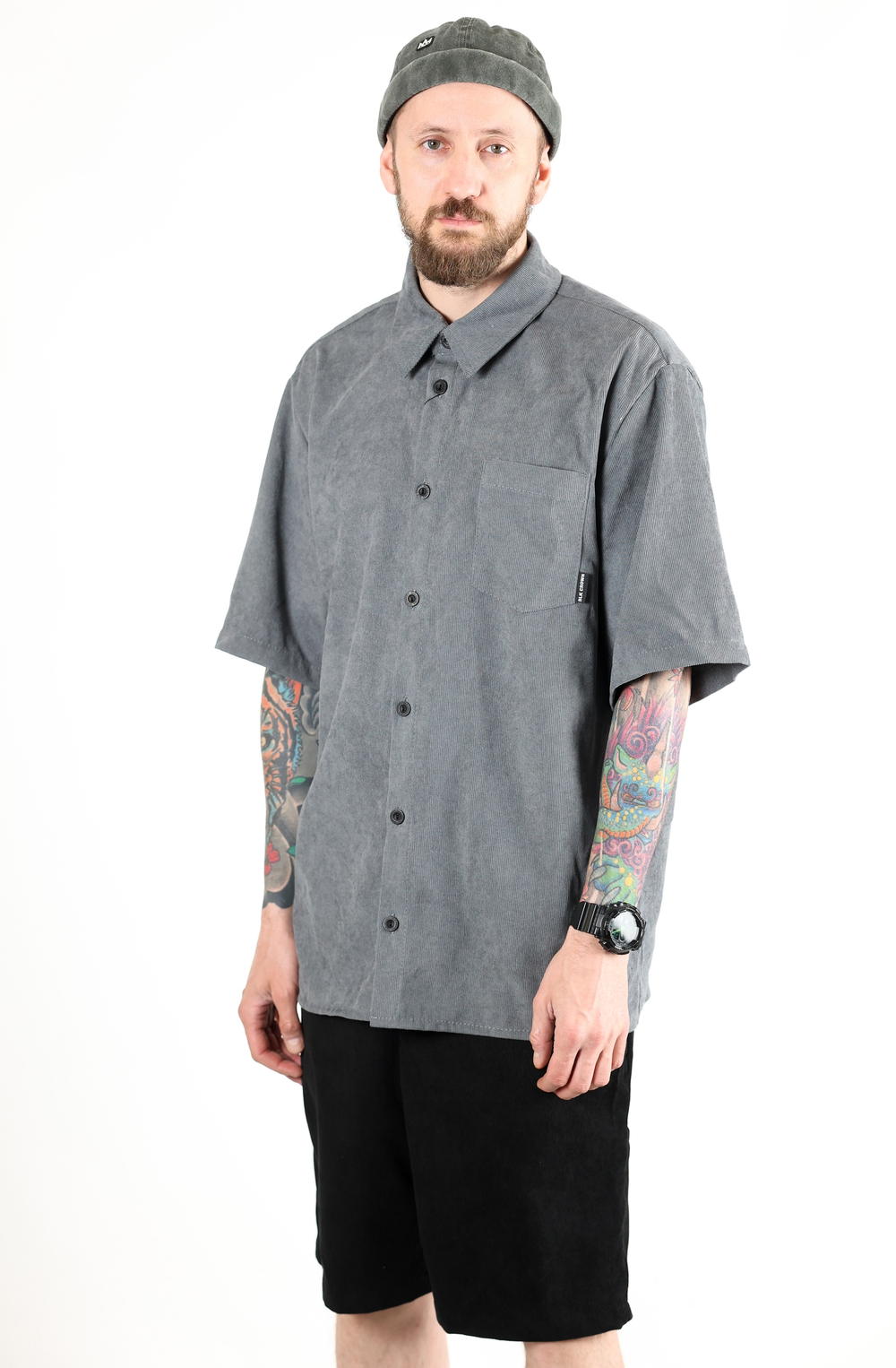 Рубашка BLK CROWN Baggy Вельвет Серый