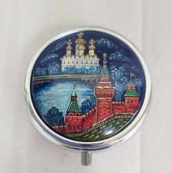 Таблетница с ручной росписью Палех "Золотые купола"