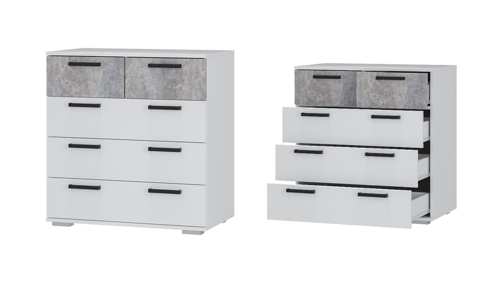 Комод Стандарт 5 белый/цемент светлый