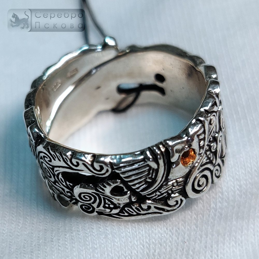 Кольцо "Медведь" с гранатом/цитрином