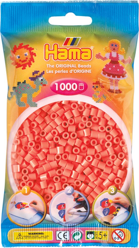Hama Бусинки для термомозаики MIDI красный пастельный, 1000 шт. (207-44)