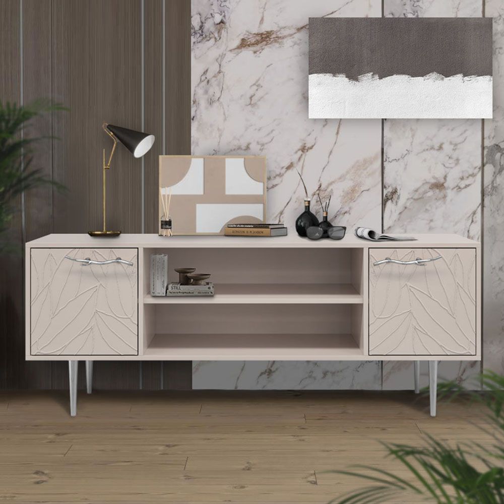 Тумба под ТВ Арт Колор leaves 155см Стайл Сильвер Серый агат