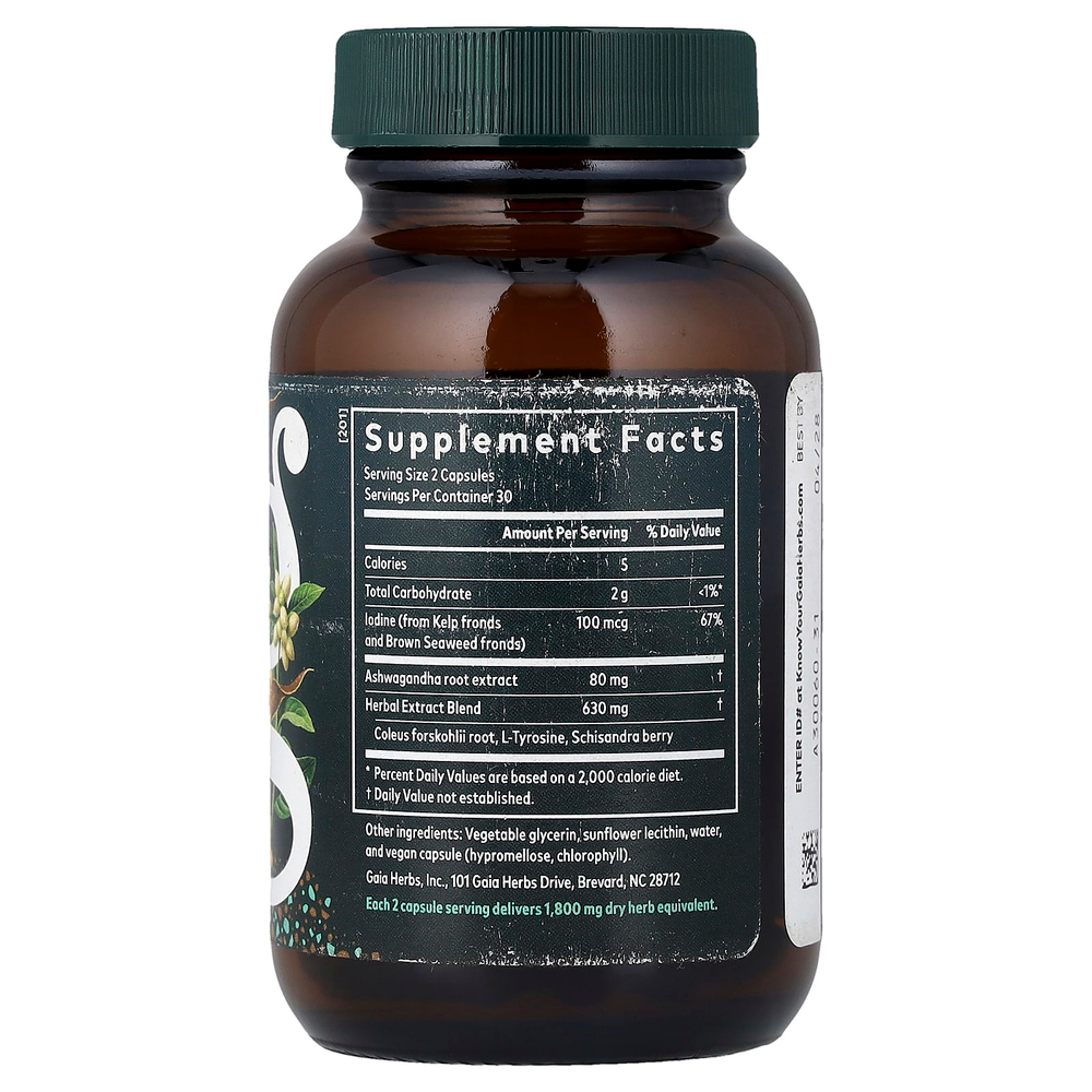 Gaia Herbs, добавка для поддержки щитовидной железы, 60 капсул Liquid Phyto-Caps®