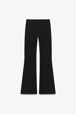 ZARA БРЮКИ-КЛЕШ ИЗ ИНТЕРЛОКА, ЧЕРНЫЙ